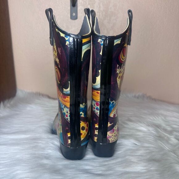 Nomad Yippy - Turquoise Monet Rubber Cowboy Boots Size 9 - Picture 4 of 11